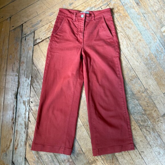 Everlane High Rise Wide Leg Crop Pant Faded Red - Picture 3 of 3